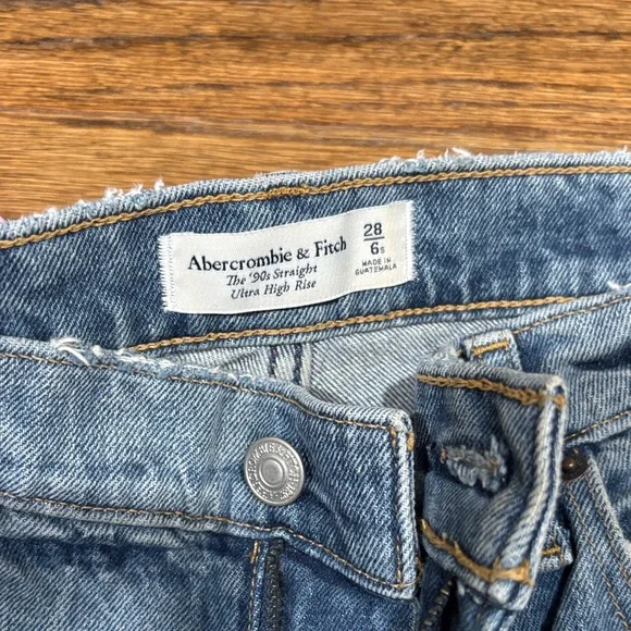 Abercrombie & Fitch 90’s Straight Leg High-rise Blue Jeans size 28/6 - Picture 2 of 4